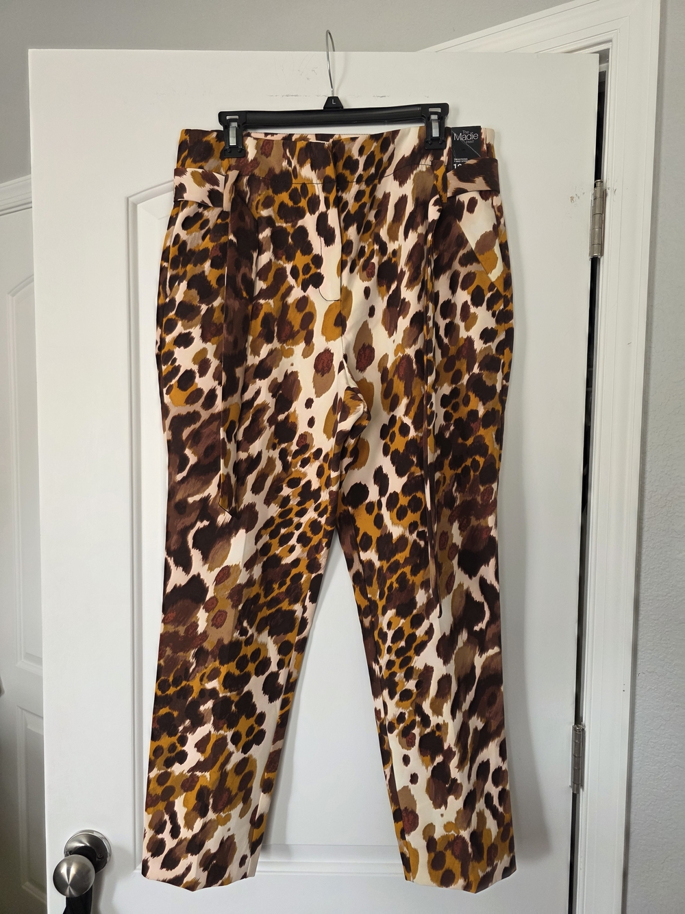 New York & Company Leopard Print Ankle Pants in Brown, Mustard & Cream
